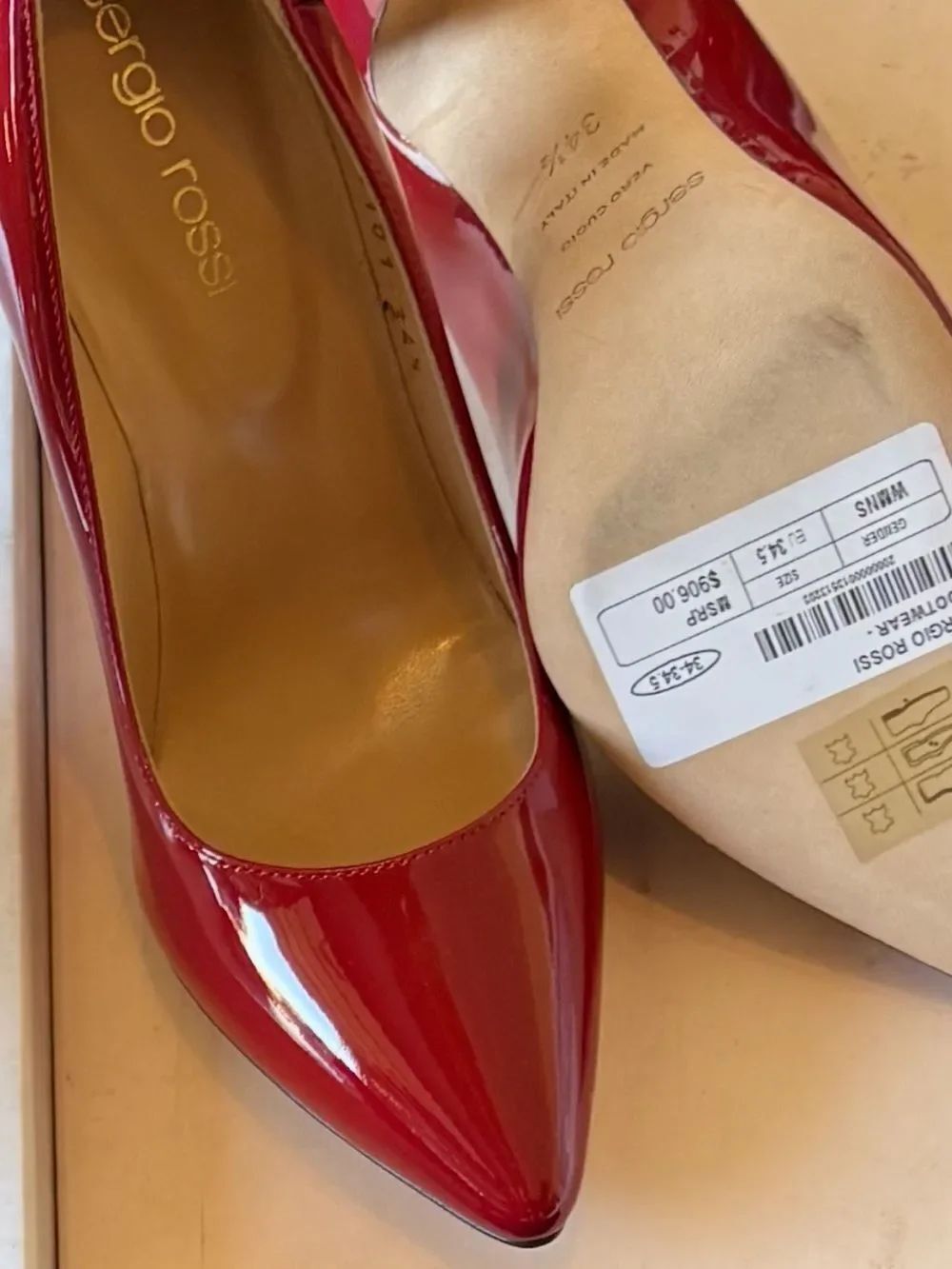 Sergio Rossi Red Patent Leather Pointed-Toe Mules